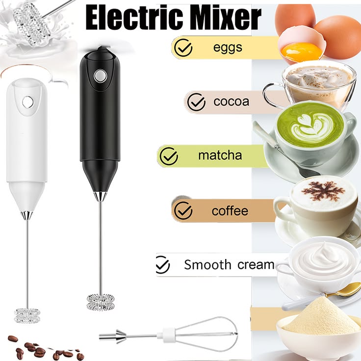 ☕ Electric Milk Frother – USB Rechargeable Hand Blender